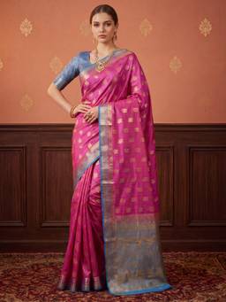 Akhilam - Womens Silk Blend Pink Handloom Saree