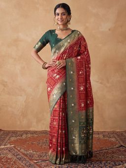 Akhilam - Womens Silk Red Handloom Saree