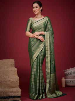 Akhilam - Womens Viscose Green Handloom Saree