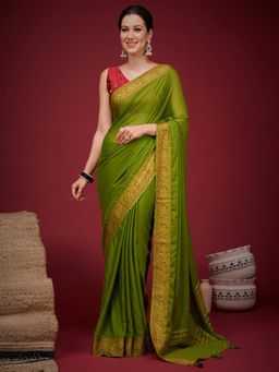Akhilam - Womens Silk Olive Handloom Saree