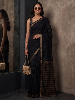 Akhilam - Womens Silk Black Handloom Saree