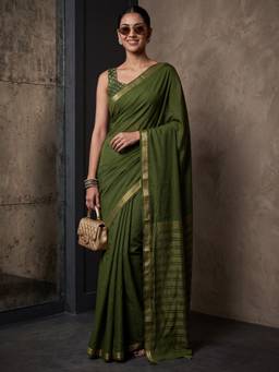 Akhilam - Womens Silk Green Handloom Saree