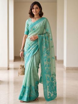 Akhilam - Womens Cotton Blue Handloom Saree