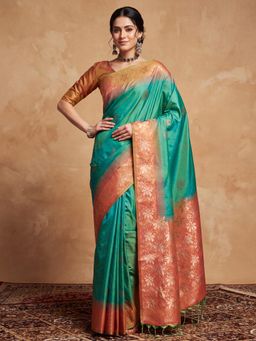 Akhilam - Womens Silk Green Handloom Saree