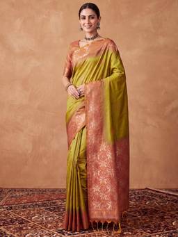 Akhilam - Womens Silk Olive Handloom Saree