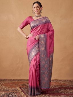 Akhilam - Womens Silk Pink Handloom Saree