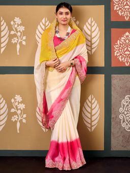 Akhilam - Womens Chiffon Multi-Colour Embroidered Saree