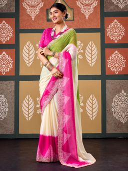 Akhilam - Womens Chiffon Multi-Colour Embroidered Saree