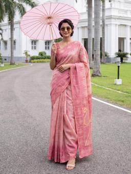 Akhilam - Womens Cotton Pink Handloom Saree