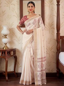 Akhilam - Womens Satin Rust Printed Saree