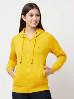 CRIMSOUNE CLUB - Women Yellow Zipper Sweatshirt