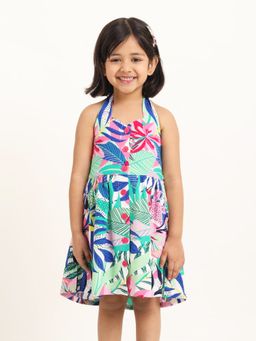 Campana - Girls Cheryl Halter Neck Dress - In the Jungle Print - Multicolour