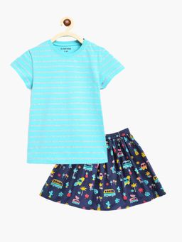 Campana - Girls Katie Skirt with T-Shirt Clothing - Blue (Set of 2)