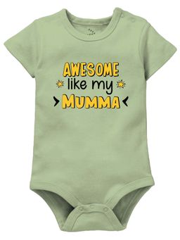 Zeezeezoo - Mother's Day Awesome Like My Mumma Half Sleeves Baby Romper - Olive