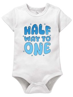 Zeezeezoo - Theme Half Way to One Printed Baby Romper - White (6-12 Months)