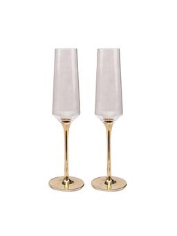 Melbify - Gold Stem Flute Wine & Champagne Glasses (Set Of 2)- 300 Ml