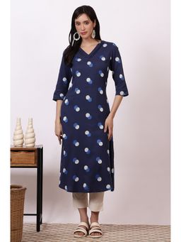 Aurelia - Women's Midnight Blue Cotton Rayon A-Line Kurta