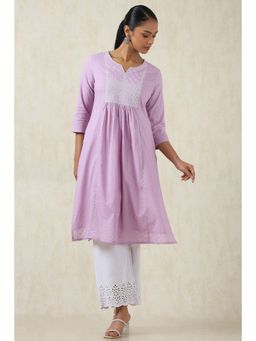 Soch - Women's Purple Cotton Dobby Kurta With Sequins