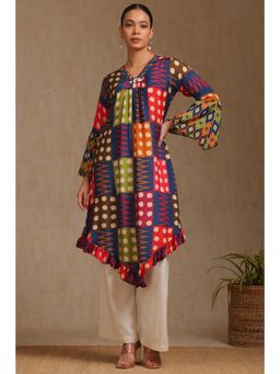 Soch - Women's Multicolour Crepe Print Kurta With Beads