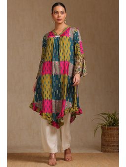 Soch - Women's Multicolour Crepe Print With Beads And Stones