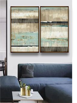 The Art House - Black Grey Abstract Printed Framed Wall Art Set of 2