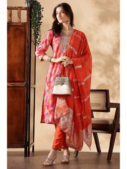 BulBul - Fuschia Pink Printed Embellished Kurta Set with Dupatta (Set of 3)