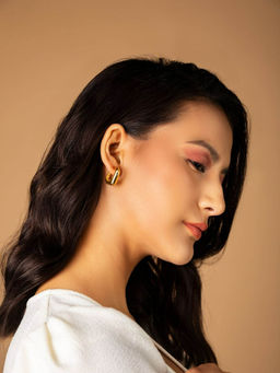PRITA - Solid Heart Glam Gold-Plated Earrings