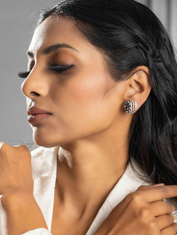 Priyaasi - Purple American Diamond Floral Studs