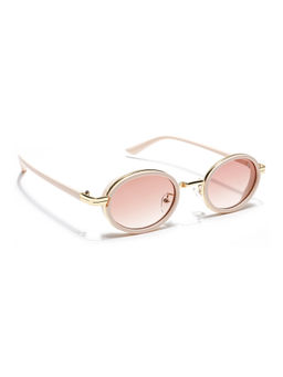 Voyage - Unisex Oval Sunglasses Light Brown Lens with Golden & Nude Frame (MG6350) (50)