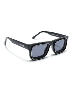 Voyage - Unisex Square Sunglasses Black Lens with Navy Blue & Silver Frame (MG6423) (54)