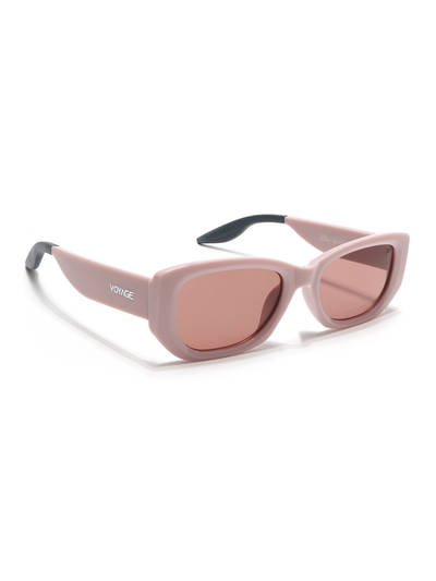 Unisex Rectangle Sunglasses Light Brown Lens with Pink Frame (MG6570) (58)