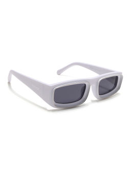 Voyage - Unisex Rectangle Sunglasses Black Lens with Off White Frame (MG6576) (52)
