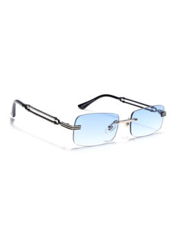 Voyage - Unisex Rimless Sunglasses Light Blue & Clear Lens with Silver Frame (MG6662) (56)