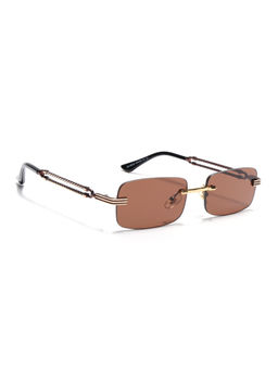 Voyage - Unisex Rimless Sunglasses Brown Lens with Golden Frame (MG6663) (56)