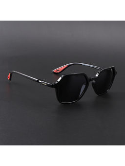 Voyage - Unisex Hexagon Polarized Sunglasses Black Lens with Shine Black Frame (PMG6639) (54)