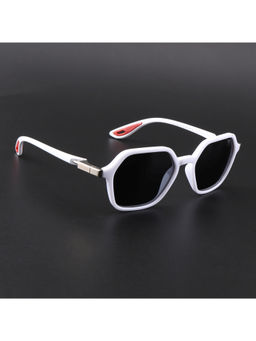 Voyage - Unisex Hexagon Polarized Sunglasses Black Lens with White Frame (PMG6642) (54)