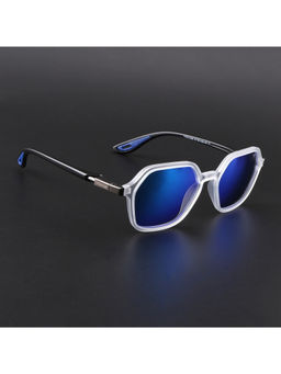 Voyage - Unisex Hexagon Polarized Sunglasses Blue Lens with Clear Frame (PMG6645) (54)