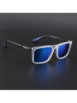 Voyage - Unisex Square Polarized Sunglasses Blue Lens with Clear Frame (PMG6652) (53)