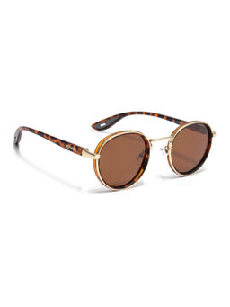 Voyage - Unisex Round Polarized Sunglasses Brown Lens with Golden & Brown Frame (PMG6676) (56)