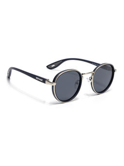 Voyage - Unisex Round Polarized Sunglasses Grey Lens with Silver & Blue Frame (PMG6677) (56)