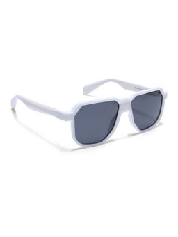 Voyage - Unisex Rectangle Polarized Sunglasses Black Lens with Off White Frame (PMG6716) (54)