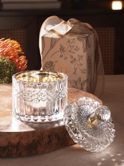 Pure Home + Living - Silver Diamond Textured Glass Jar
