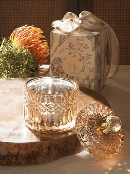 Pure Home + Living - Gold Diamond Textured Glass Jar