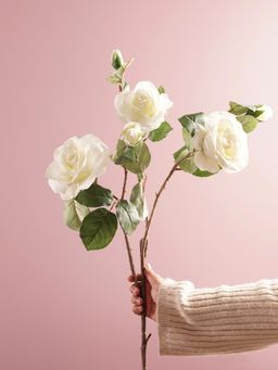 Pure Home + Living - Cream Rose Faux Flower Single Stem