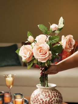 Pure Home + Living - Light Pink Rose Artificial Flower Stem - Single