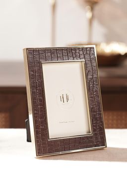 Pure Home + Living - Gold Plated Croco Faux Leather Photo Frame