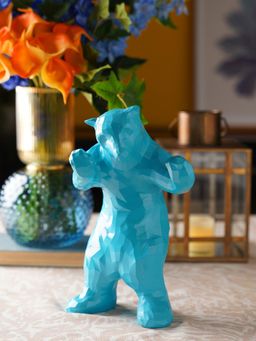 Pure Home + Living - Teal Polyresin Bear Figurine - Large