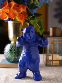 Pure Home + Living - Blue Polyresin Bear Figurine