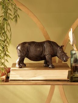 Pure Home + Living - Brown Polyresin Standing Rhinoceros