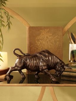 Pure Home + Living - Brown Polyresin Wild Bull